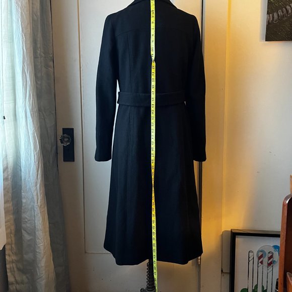 Long Black Women's Wool blend Coat - Picture 5 of 6